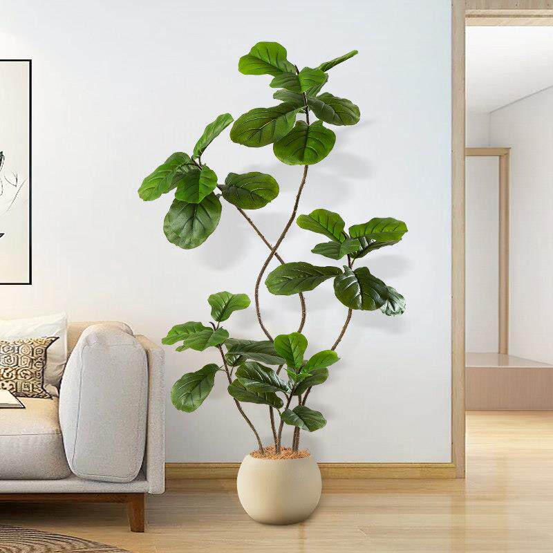 彷真琴叶榕客厅沙发边绿植大型落地装饰摆饰室内彷生植物假树盆栽