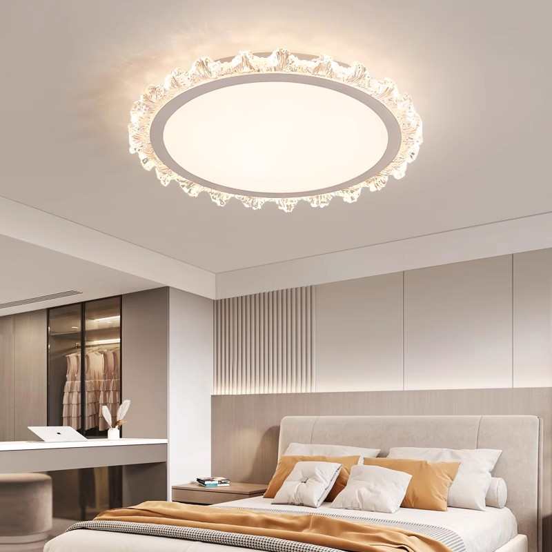 奶油风防水晶主卧室吸顶灯2024新款房间客厅灯具浪漫现代简约大气