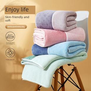 玉颜新品双色加大条纹浴巾比纯棉吸水情侣裹巾不掉毛洗澡大毛巾