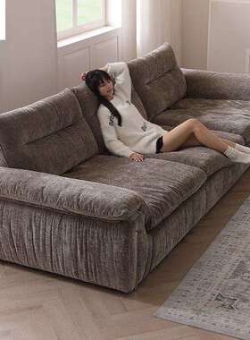 超宽深靠背可调节客意沙式帆坐船云朵雪尼尔小户型厅布艺TTJ直排