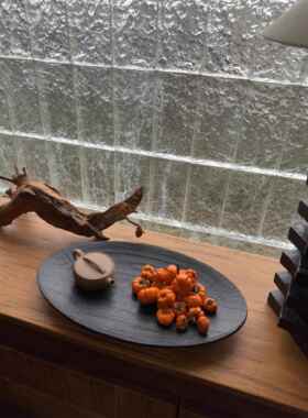 Wabi-Sabi风格木制托盘实木茶托盘高端香薰蜡烛托盘B&B装饰高价值