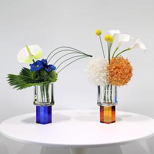 现代轻奢仿真花艺水晶花瓶摆件高级感家居卧室样板房间插花装饰品