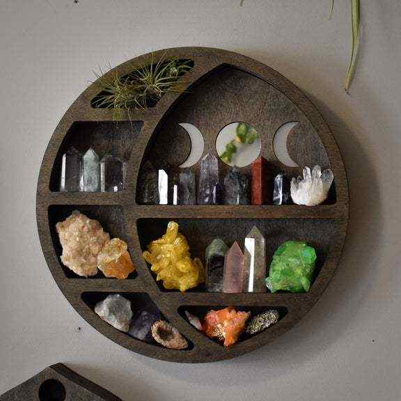 爆款Cat in the Moon Crystal Wooden Shelf月亮猫精灵水晶架
