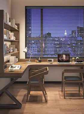 全实木转角书桌童书架一体组45061L型电脑合桌拐靠墙7办公角桌儿