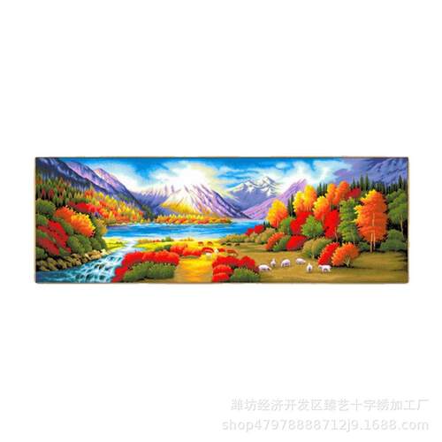 2024新款十字绣客厅大幅线绣秋色伊人风景山水画自己绣手工现代