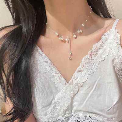 Pearl necklace collarbone chain for women彷珍珠项炼 炼 女 锁