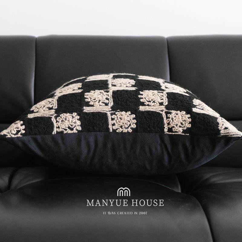 蔓越家法发式中古绣花抱枕风HYtselsr靠垫客厅沙长条枕枕腰靠垫套