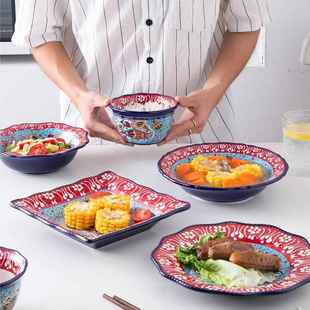成套餐具套装 土耳其陶瓷吃饭碗创意沙拉碗面碗汤碗好看 碗盘家用