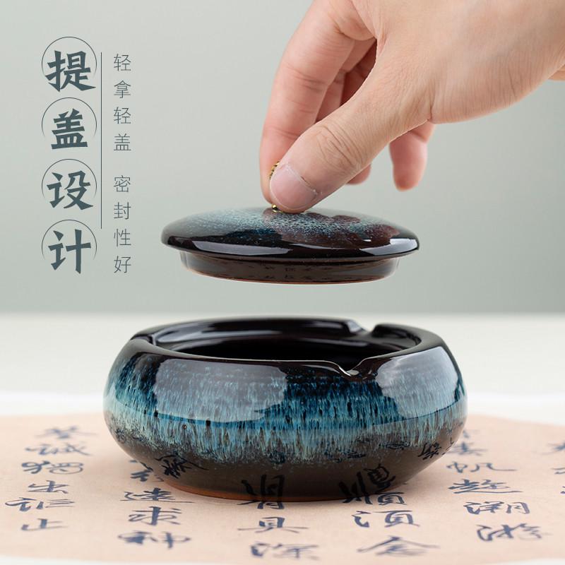 陶瓷笔洗缸墨盒带盖墨池学生火锅砚台书法专用墨碟带盖防干墨盘保