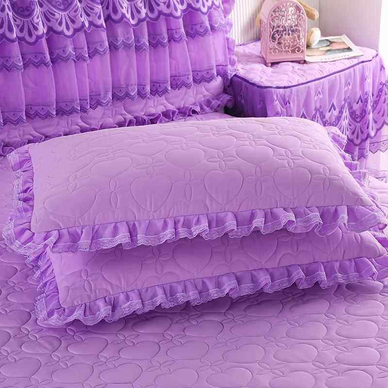 荷叶花边枕套一对装拉链款单人枕头套夹棉加厚家用枕套2只48*74cm