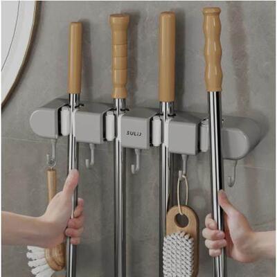 Mop clip hook wall mounted mop holder bathroom mop storage h