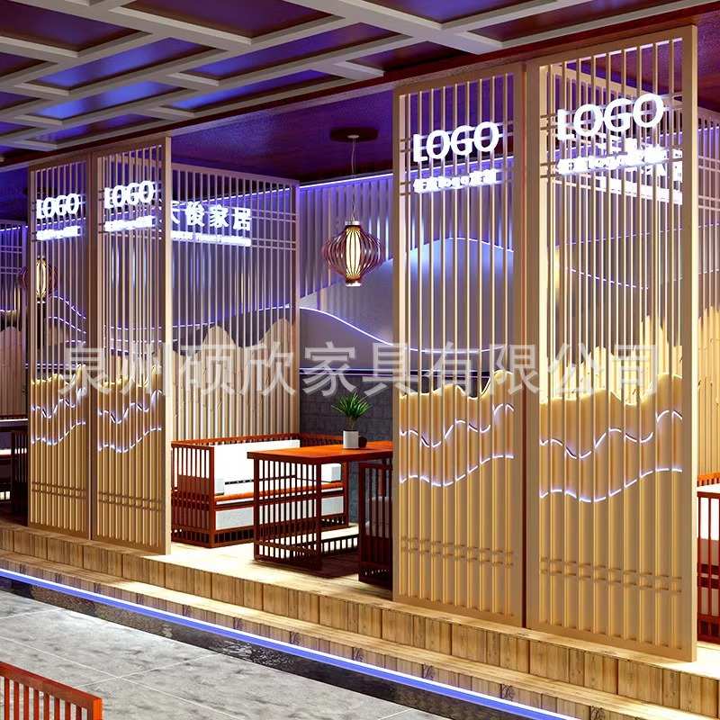 餐饮推拉门包间隔断屏风饭店卡座包房隔间餐厅包厢火锅店雅间围栏