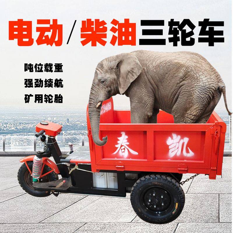 自卸柴油工程三轮车农用货运工地柴油三轮电动货车载重三轮车机械