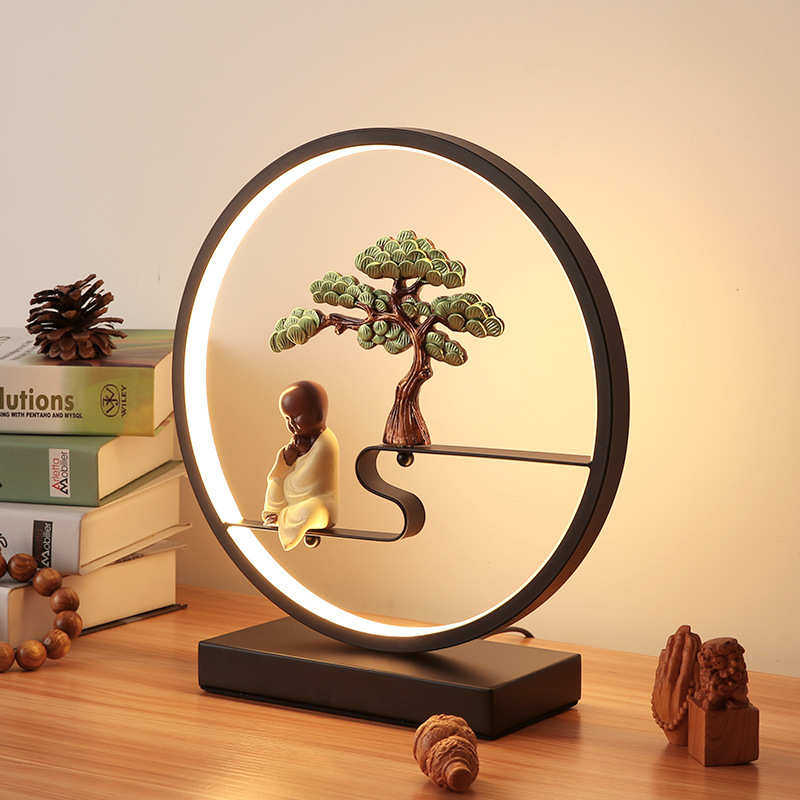 新中式台灯卧室床头书法民宿复古怀旧温馨遥控简约酒店禅意台灯