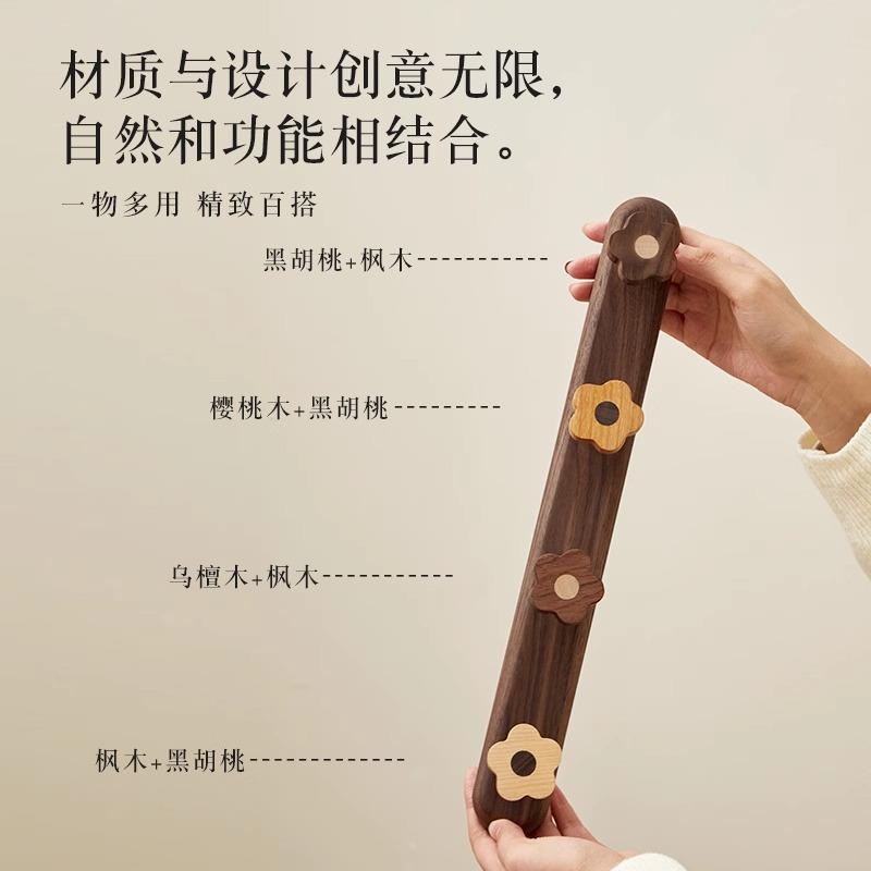 创实木衣服滑动挂钩免墙打孔长排钩衣柜玄关SH0605衣帽门后意壁架