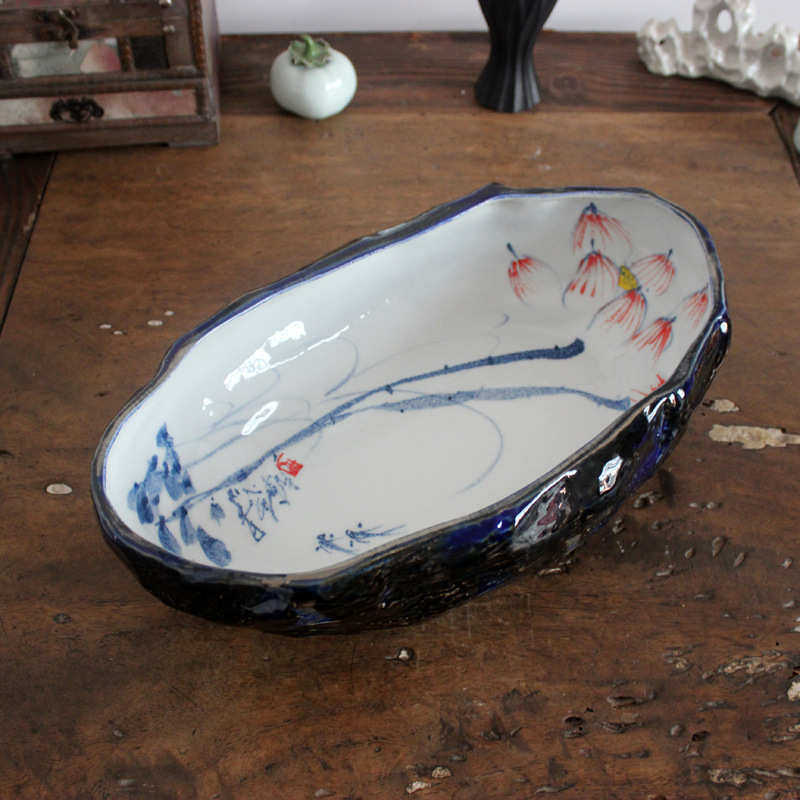 创意打孔鱼缸可一荷花叶莲陶瓷水仙手绘窑变花盆水培莲碗盆景德镇,宠物/宠物食品及用品,桌面缸,淘宝优惠券,粉丝福利购,淘宝优惠卷