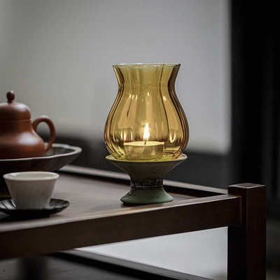 宜室茶话老岩泥茶空间烛台氛围感蜡烛底托文人香薰蜡烛坮茶道配件