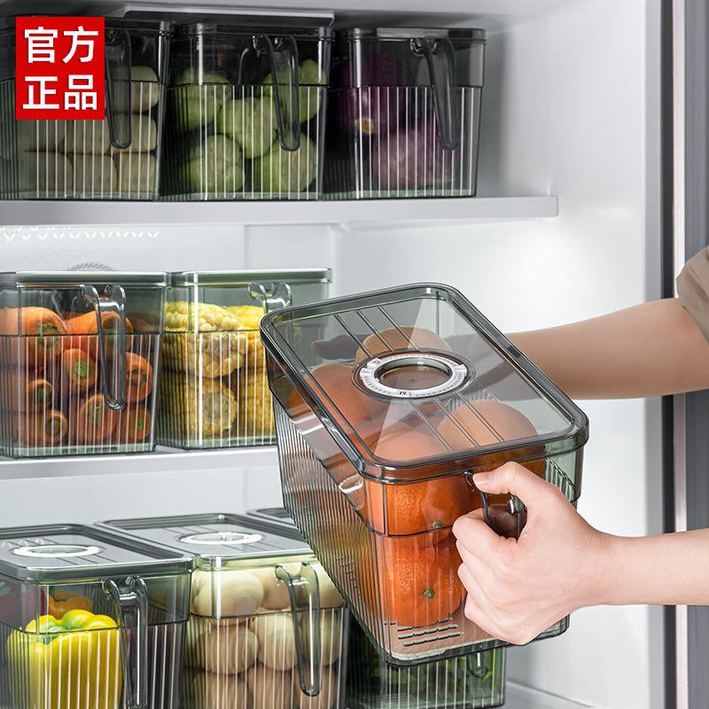 冰保鲜收纳盒带手柄蔬菜水果整理计时厨房放蔬菜鸡蛋大容量储物盒