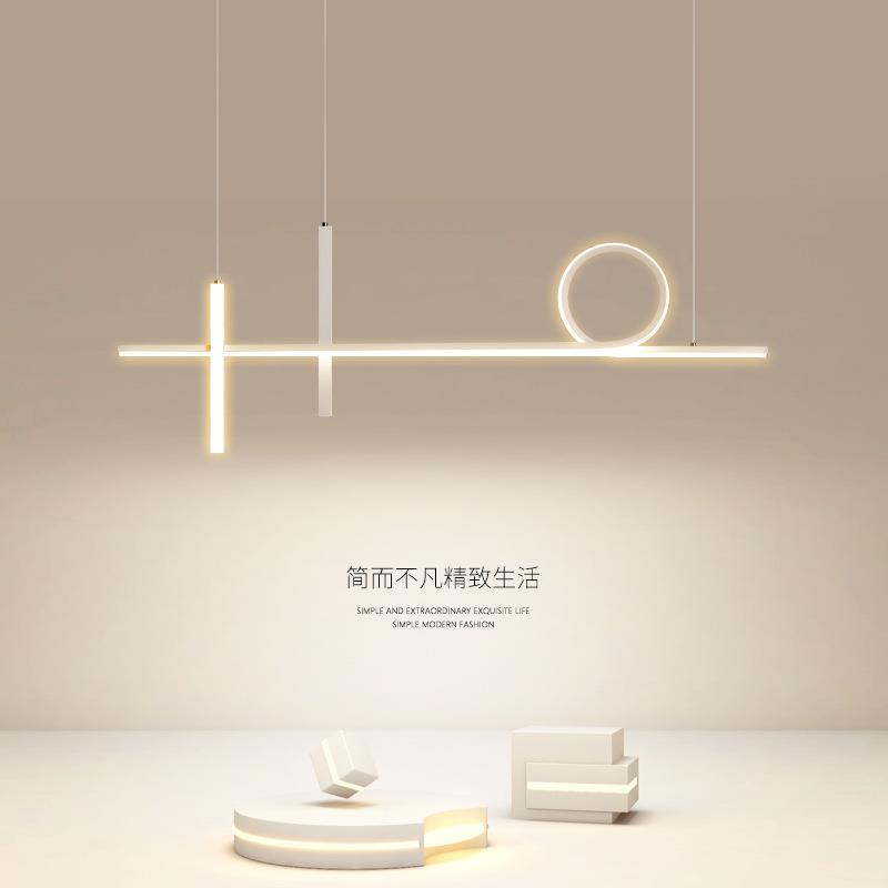 led餐厅灯吊灯现代简约北欧创意客厅灯吧台饭厅餐桌一字长条灯具