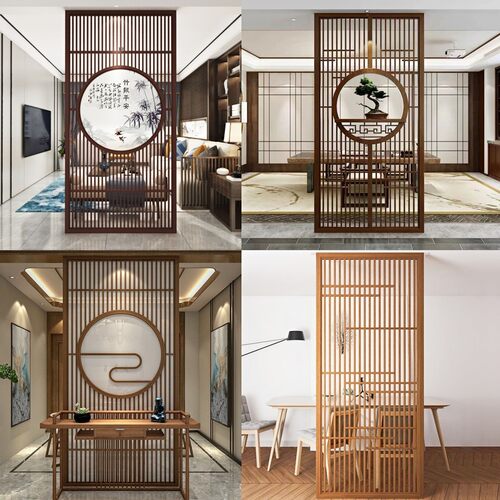 中式木纹铝合金窗花 护栏防盗复古屏风仿古隔断雕花背景墙铝窗花