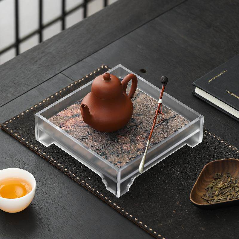 亚克力干泡盘紫砂茶壶垫壶承茶道简约方形茶具茶杯收纳盘茶承托盘