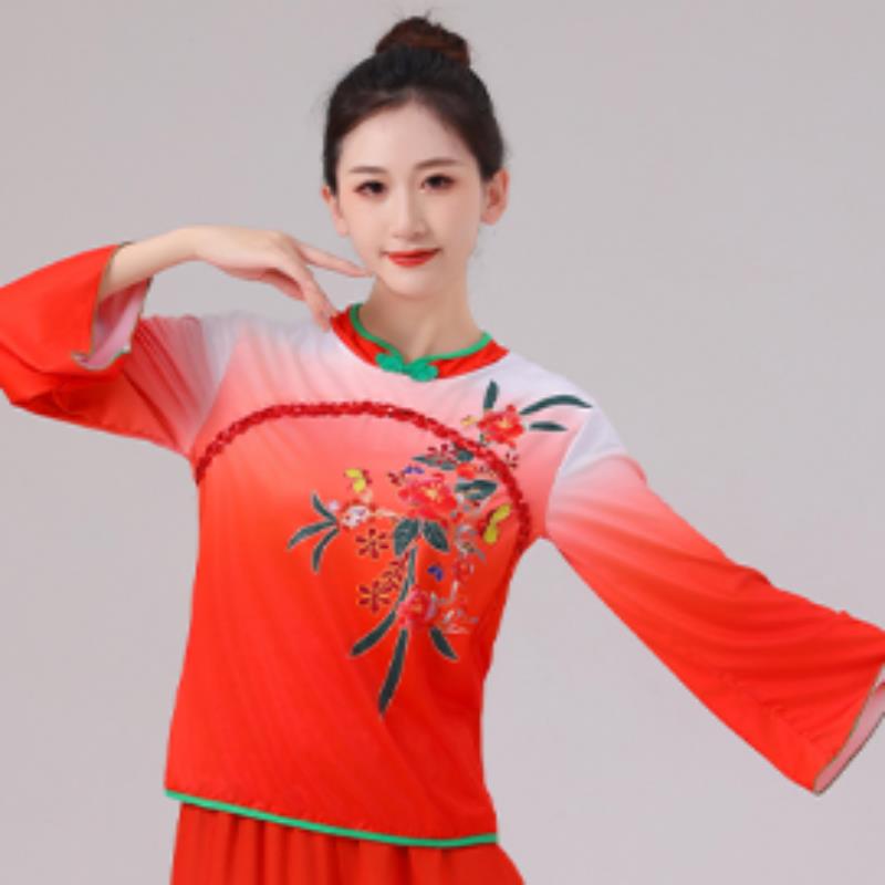 正品新款古典女舞服飘腰鼓广场舞服装中老年喜蹈庆逸中国风民族演