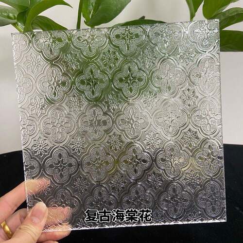 厂家直销亚克力复古海棠花有机板玻璃替代品柜门屏风隔断封窗定制