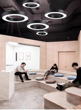 LED圆形RTQ圆环吊环灯办公室健身房店铺家大居厅工风业造型圆圈形