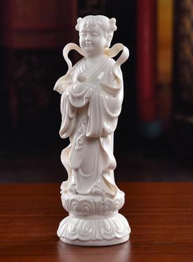 戴玉堂 陶瓷观音菩萨佛像金童玉女 佛堂用品童子龙女客厅供奉摆件