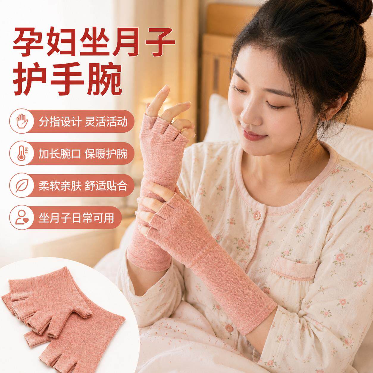坐月子护手腕孕妇产妇专用手套防风护腕保暖产后护套睡觉打字防寒