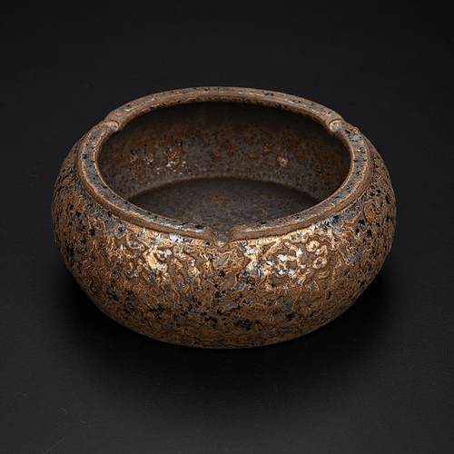 陶瓷仿古烟灰缸创意个性陶瓷鎏金烟缸复古中式家用客厅办公烟灰缸