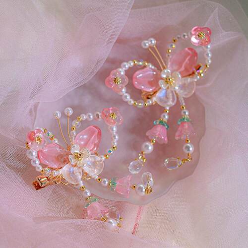 female butterfly tassel clip vintage headpiece accessory