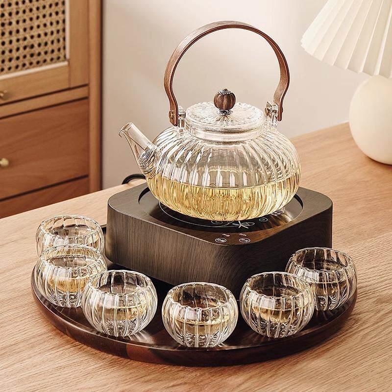 日本南瓜茶壶提梁壶水果花茶壶套装耐热玻璃下午茶具美容院茶具