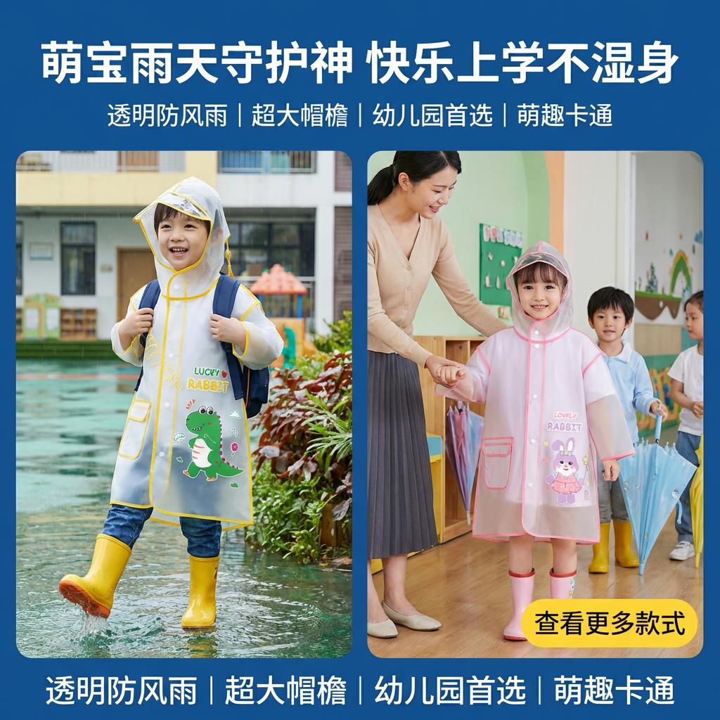 儿童雨衣全身防水雨鞋套装男孩女孩小学生幼儿园宝宝上学专用雨披