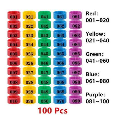 100Pcs Five-color Mixed Bird Chicken Hen Foot Ring Inner