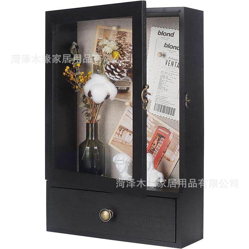 木质阴影展示盒墙壁干花压花收藏盒做旧墙壁装饰壁挂式木盒