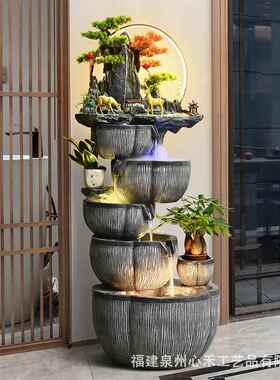 新中室式假喷客泉流山DFB水生财摆件循环水厅办公风水招财落地装