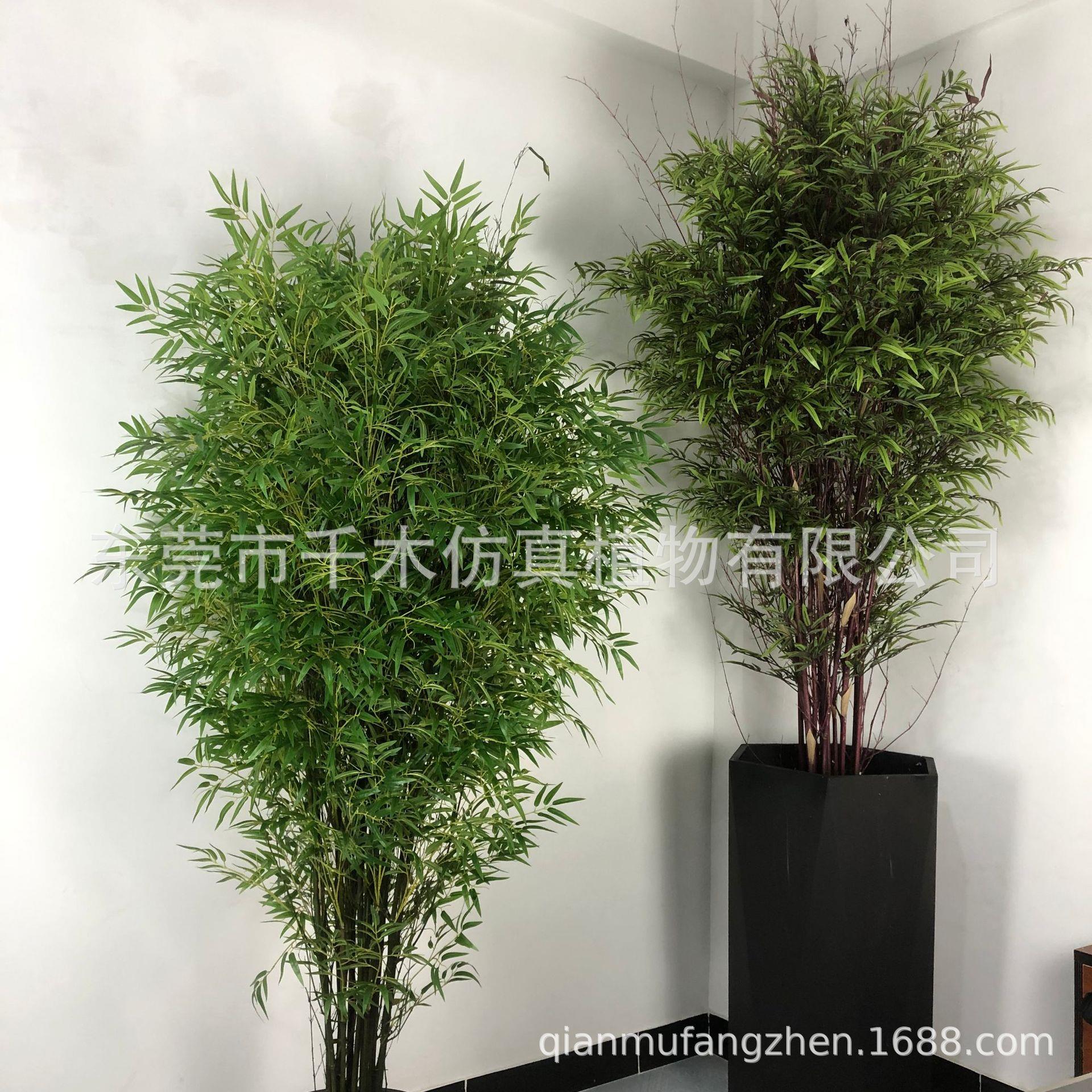 仿真竹子隔断屏风假竹子盆景细水毛竹绿植客厅酒店装饰竹叶假竹竿