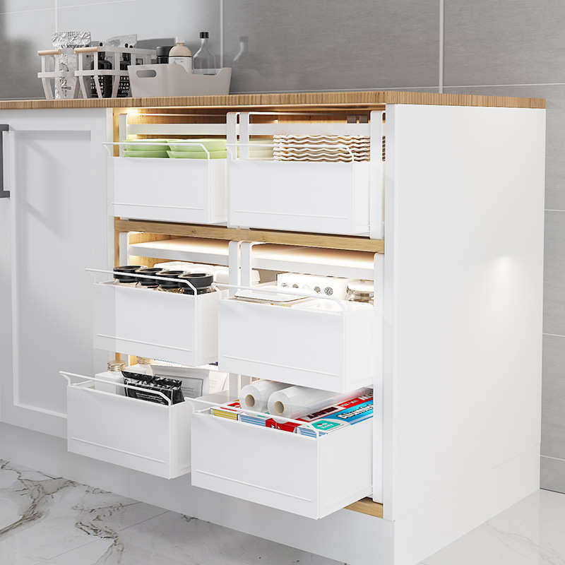 分柜内厨房家用xyt碗碟架收纳杯子物橱柜碗盘抽置抽屉式拉式拉篮