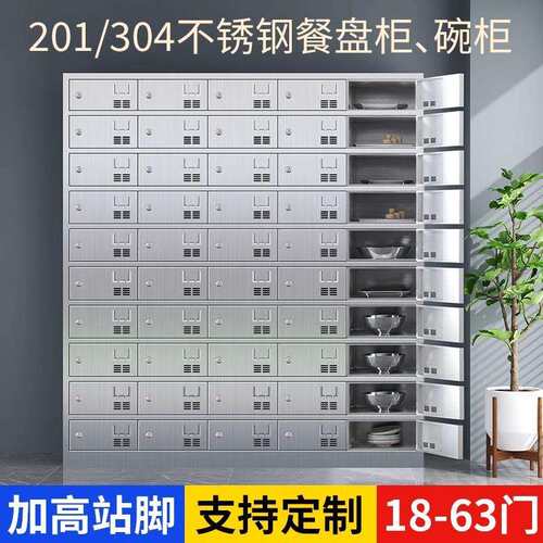 不锈钢餐盘柜员工多食堂门碗厅职柜工餐具柜学餐KL-3264校饭盒储