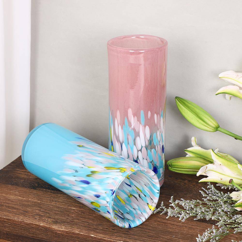 现代轻奢插花水养鲜花器彩色玻璃花瓶创意装饰工艺品客厅餐桌摆件
