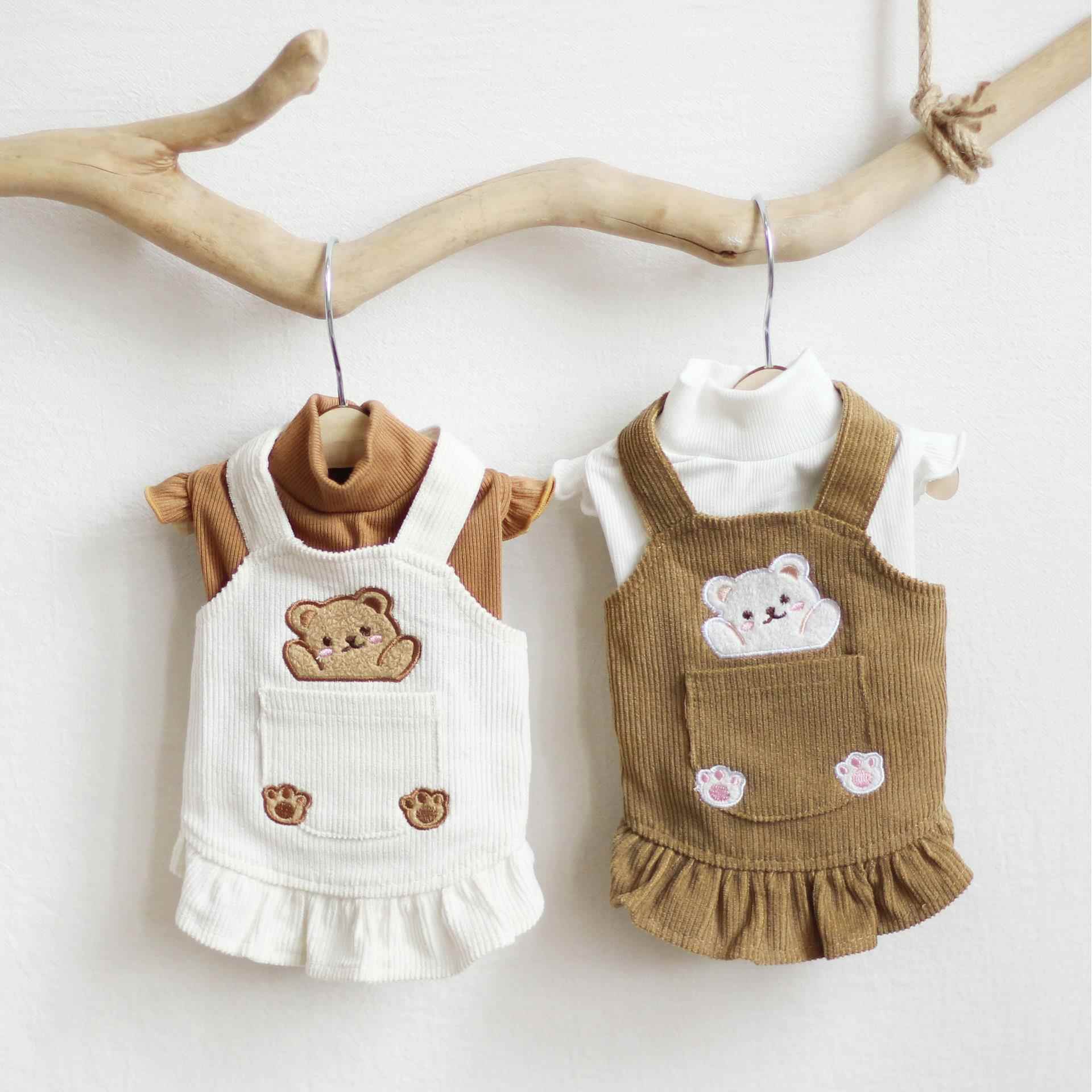 宠物韩版卡通连衣裙背带裙小型犬衣服泰迪比熊秋冬服饰狗猫咪打底
