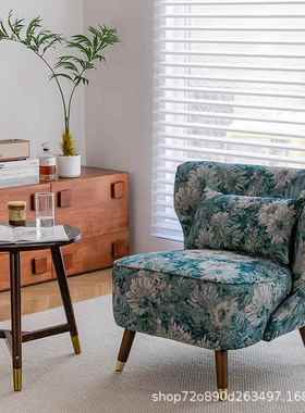 单人轻美15102奢复沙发椅卧室客厅懒人休闲椅民宿酒店实木式洽谈