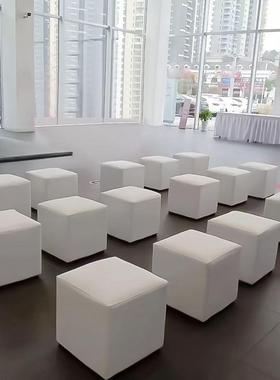 会展包活动面凳色婚庆皮墩吐司软包58138黑色矮白凳户外婚礼小方