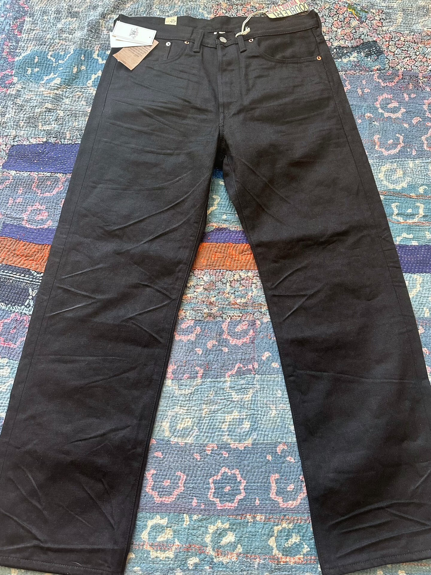 RRL Black Vintage Distressed Jeans
