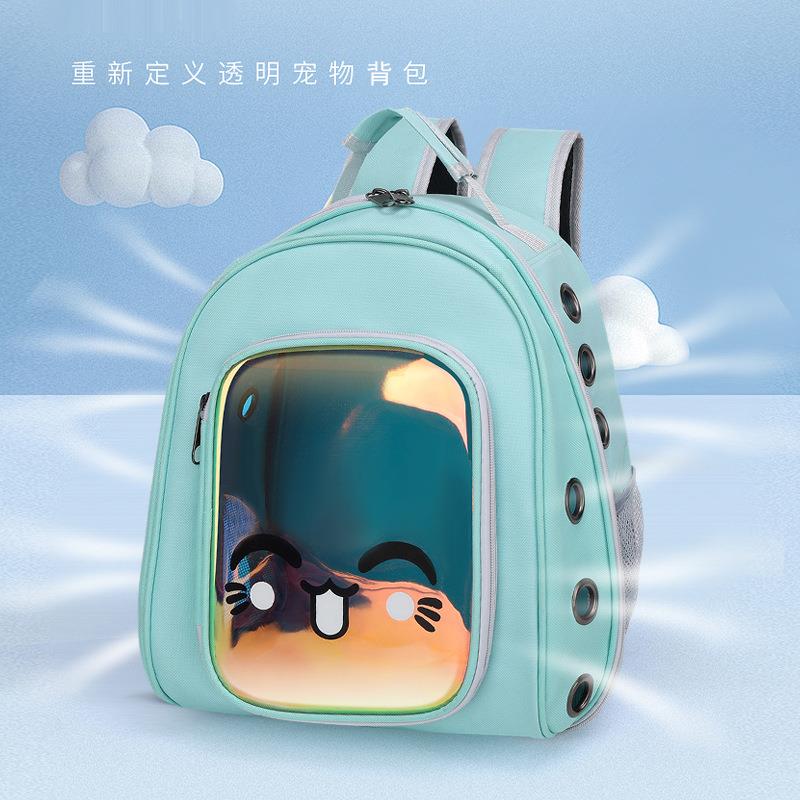 新款直销现货外出便携猫包太空舱镭射背包大容量双肩猫咪透明背包
