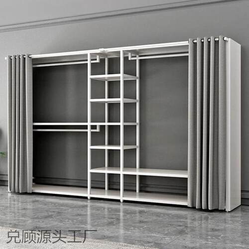 衣帽架钢结构兑顾源头家用衣卧室衣加厚双层柜加粗帽架两层金属简