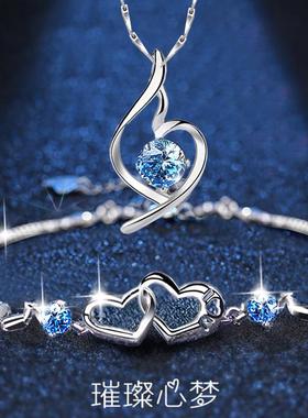 高档银情侣对手链女士手镯20纯4年新款高级感刻2字生一日礼物送女