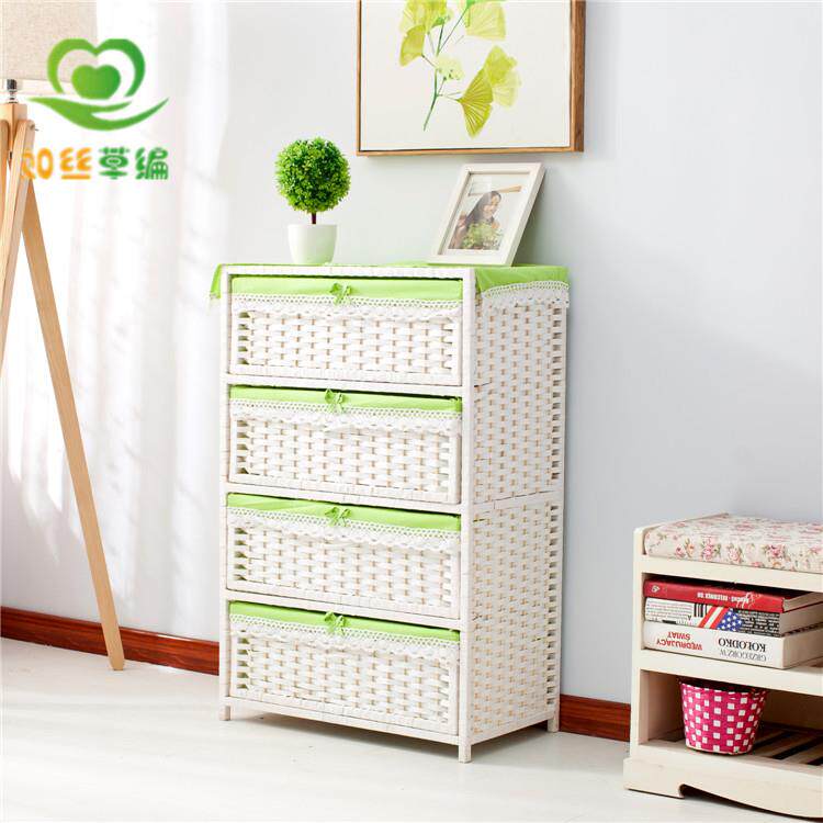 正品草编藤编织时收纳抽式储物柜田园床头柜宝尚简约包邮宝屉衣物