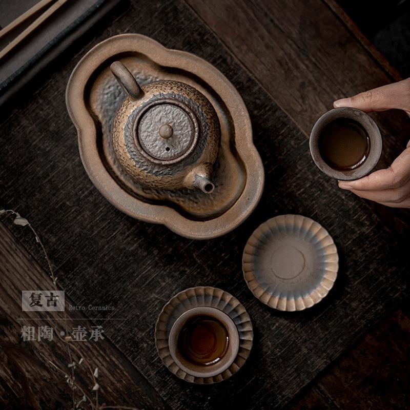 复古茶盘茶台小号泡号陶瓷干盘茶托小储cp202104水式小茶盘壶壶承